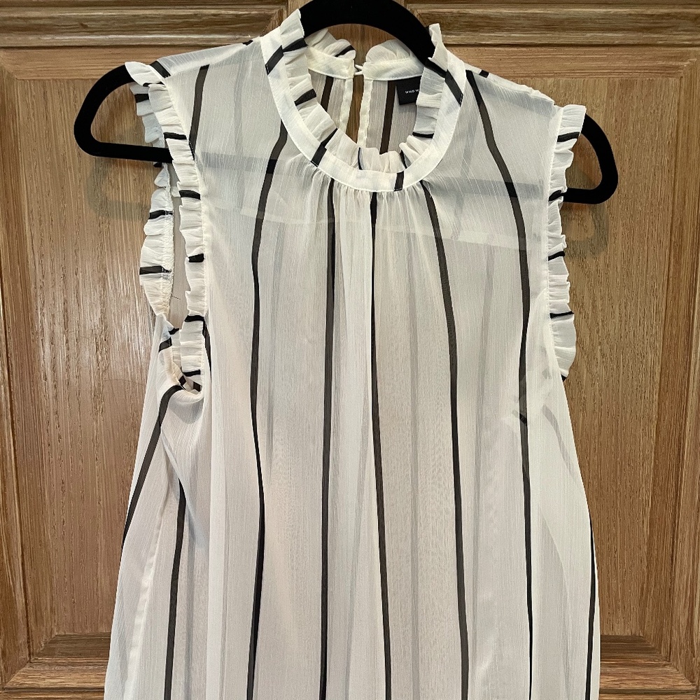 Sheer cream top with stripes